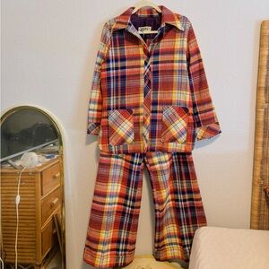 Vintage 1970’s Garland Multicolored Plaid Suit